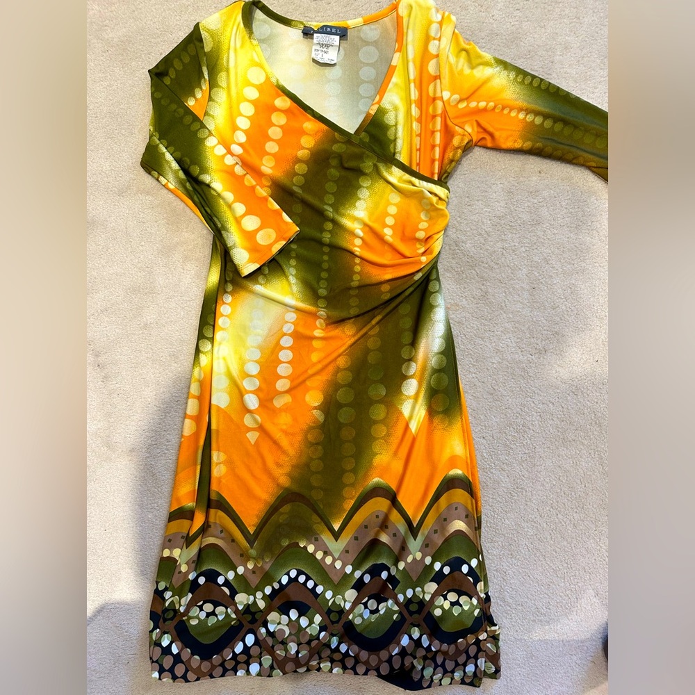 Ladies New Fall Autumn Colours Long Sleeve Wrap Dress Modest yet Sexy Size 6